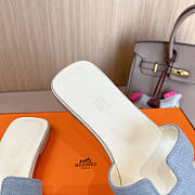 Hermes Denim White Slides - 5