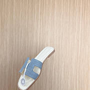 Hermes Denim White Slides - 4