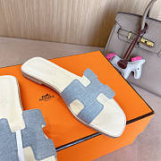 Hermes Denim White Slides - 2
