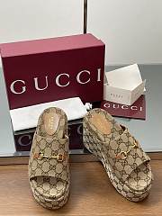 Gucci Women's Wedge Sandal Horsebit Brown - 5