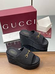 Gucci Women's Wedge Sandal Horsebit Black - 1