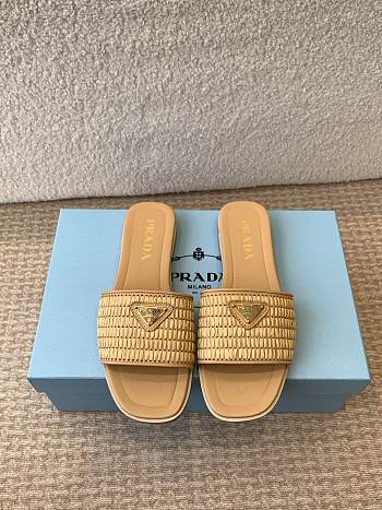 Prada Woven Beige Slides