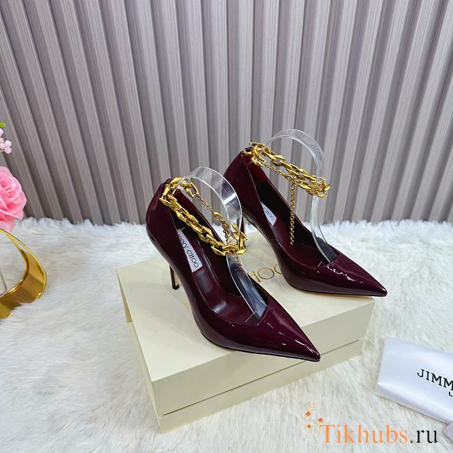 Jimmy Choo Azia Strappy Red Wine Heeled 10cm - 1