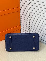 Hermes Birkin 25 Bag Ostrich Navy Blue Gold 25cm - 5