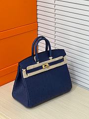 Hermes Birkin 25 Bag Ostrich Navy Blue Gold 25cm - 4