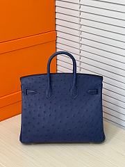 Hermes Birkin 25 Bag Ostrich Navy Blue Gold 25cm - 3