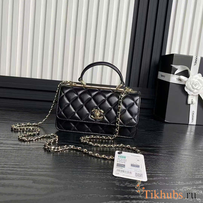 Chanel CC Trendy Top Handle Black Lambskin 19x5.5cm - 1