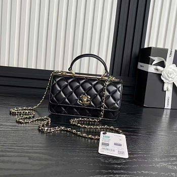 Chanel CC Trendy Top Handle Black Lambskin 19x5.5cm