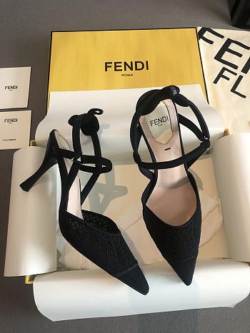 Fendi Black Lace Colibri Lite Slingback Pumps 8.5cm
