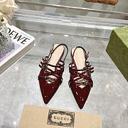 Gucci Red Wine Patent Strappy Ballet Flat - 1