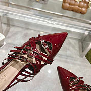 Gucci Red Wine Patent Strappy Ballet Flat - 4