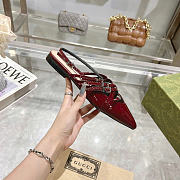 Gucci Red Wine Patent Strappy Ballet Flat - 3