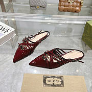 Gucci Red Wine Patent Strappy Ballet Flat - 2