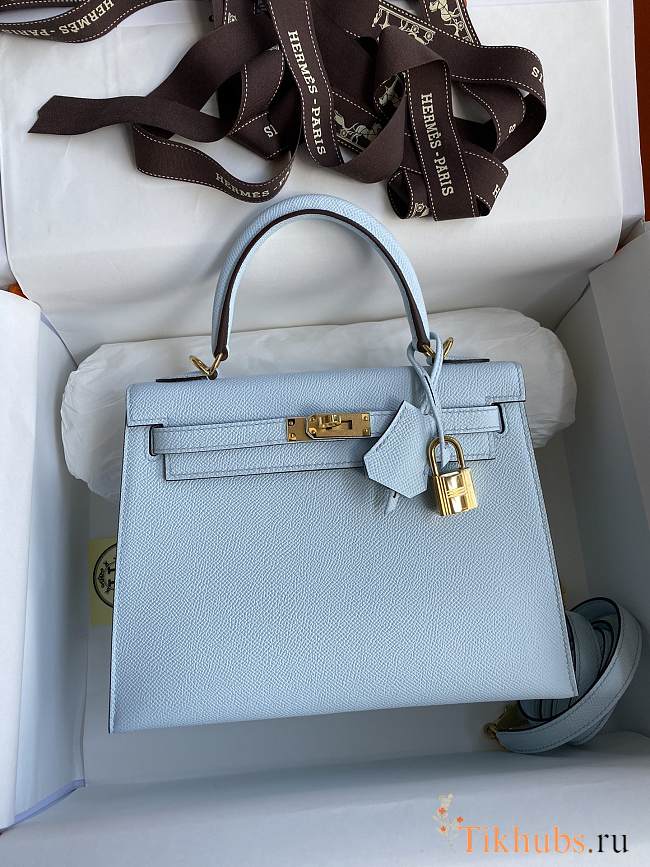 Hermes Kelly 25 Bag Light Blue Epsom Gold 25cm - 1
