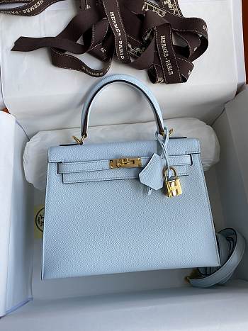 Hermes Kelly 25 Bag Light Blue Epsom Gold 25cm