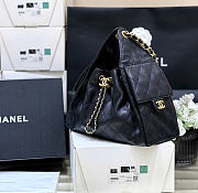 Chanel 25 Small Handbag Black Calfskin Gold 30x26x14cm - 5
