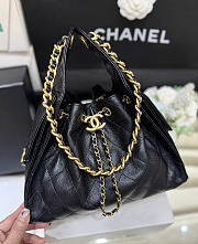 Chanel 25 Small Handbag Black Calfskin Gold 30x26x14cm - 2