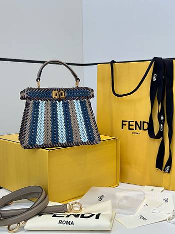 Fendi Peekaboo ISeeU Small Multicolour Interlaced Bag 27x21x11cm
