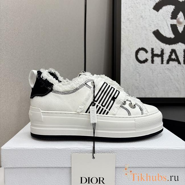 Dior Walk'n'Dior Platform White Black Fringed Sneaker - 1