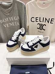 Prada Downtown Bold White Navy Blue Suede Sneakers - 5