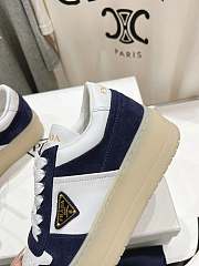 Prada Downtown Bold White Navy Blue Suede Sneakers - 4