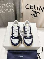 Prada Downtown Bold White Navy Blue Suede Sneakers - 2