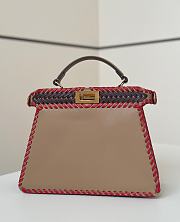 Fendi Peekaboo ISeeU Small Beige Multicolour Interlaced Bag 27x21x11cm - 2
