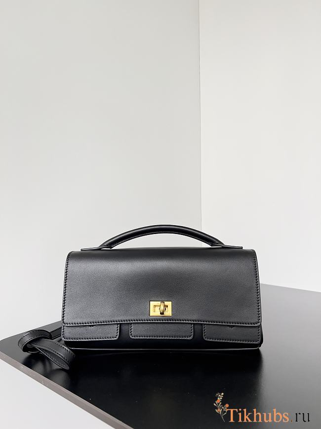 Balenciaga Bel Air Small Shoulder Bag Black Gold 26.9x14x5.3cm - 1