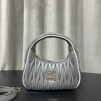 Miu Miu Wander Matelassé Leather Bag Grey 20x17x6cm
