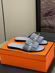 Hermes Giulia Blue Suede Sandal - 1