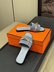 Hermes Giulia Blue Suede Sandal - 5
