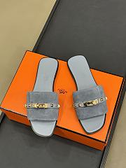 Hermes Giulia Blue Suede Sandal - 4