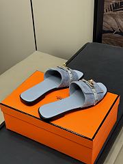 Hermes Giulia Blue Suede Sandal - 3