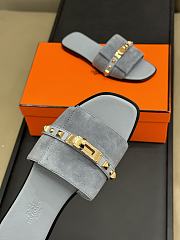 Hermes Giulia Blue Suede Sandal - 2