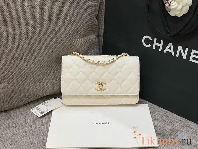 Chanel Woc Wallet Chain White Lambskin Gold 19x12x3cm - 1