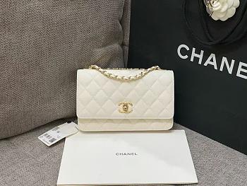 Chanel Woc Wallet Chain White Lambskin Gold 19x12x3cm