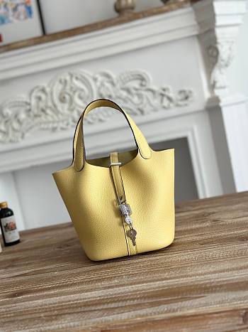 Hermes Picotin Yellow Silver Bag 18x13x9cm