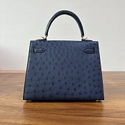 Hermes Kelly 25 Bag Navy Blue Ostrich Gold 25cm - 4