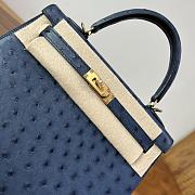 Hermes Kelly 25 Bag Navy Blue Ostrich Gold 25cm - 2