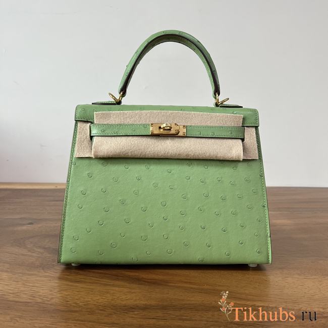 Hermes Kelly 25 Bag Green Ostrich Gold 25cm - 1