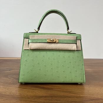 Hermes Kelly 25 Bag Green Ostrich Gold 25cm