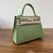 Hermes Kelly 25 Bag Green Ostrich Gold 25cm - 5