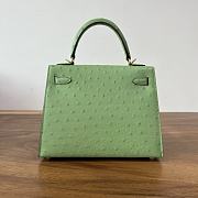 Hermes Kelly 25 Bag Green Ostrich Gold 25cm - 4