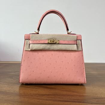 Hermes Kelly 25 Bag Pink Ostrich Gold 25cm