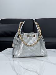 Chanel 25 Small Handbag Silver Calfskin Gold 30x26x14cm - 4