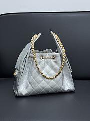 Chanel 25 Small Handbag Silver Calfskin Gold 30x26x14cm - 3