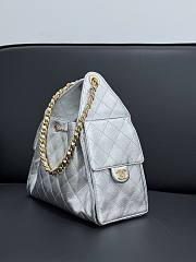 Chanel 25 Small Handbag Silver Calfskin Gold 30x26x14cm - 5