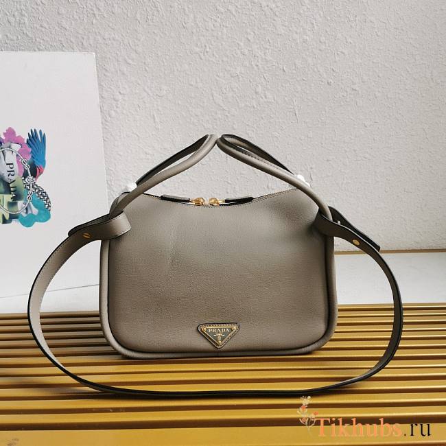Prada Leather Handbag Grey Bag 25x18x10cm - 1