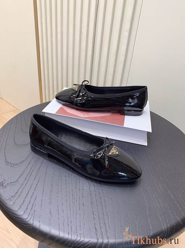 Prada Ballerina Black Patent Flat - 1