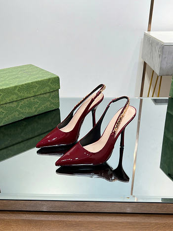 Gucci Signoria Slingback Pump Red Patent Heel 10.5cm